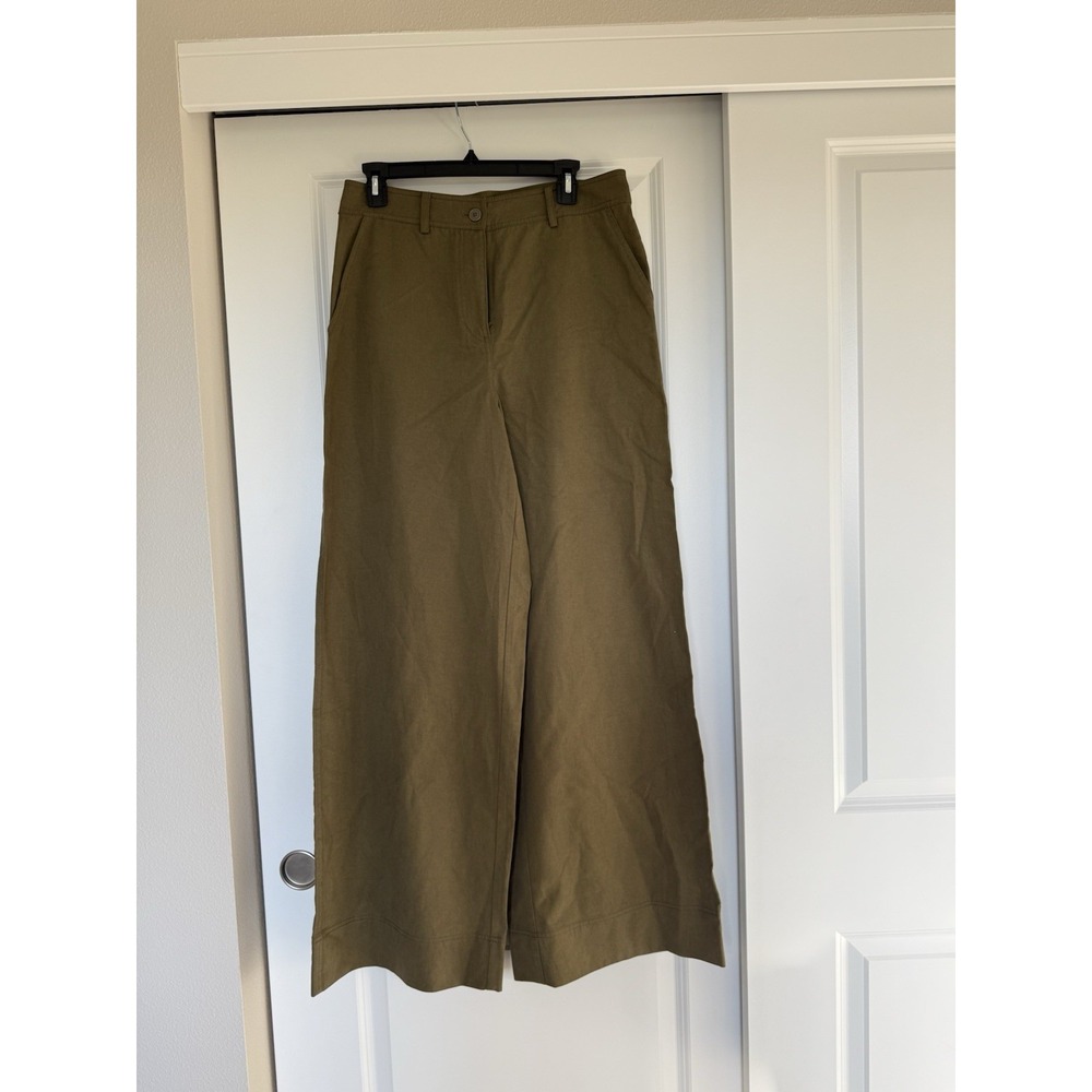 ulla johnson‎ chico pants wide leg green High Waisted Cotton Blend Size 10